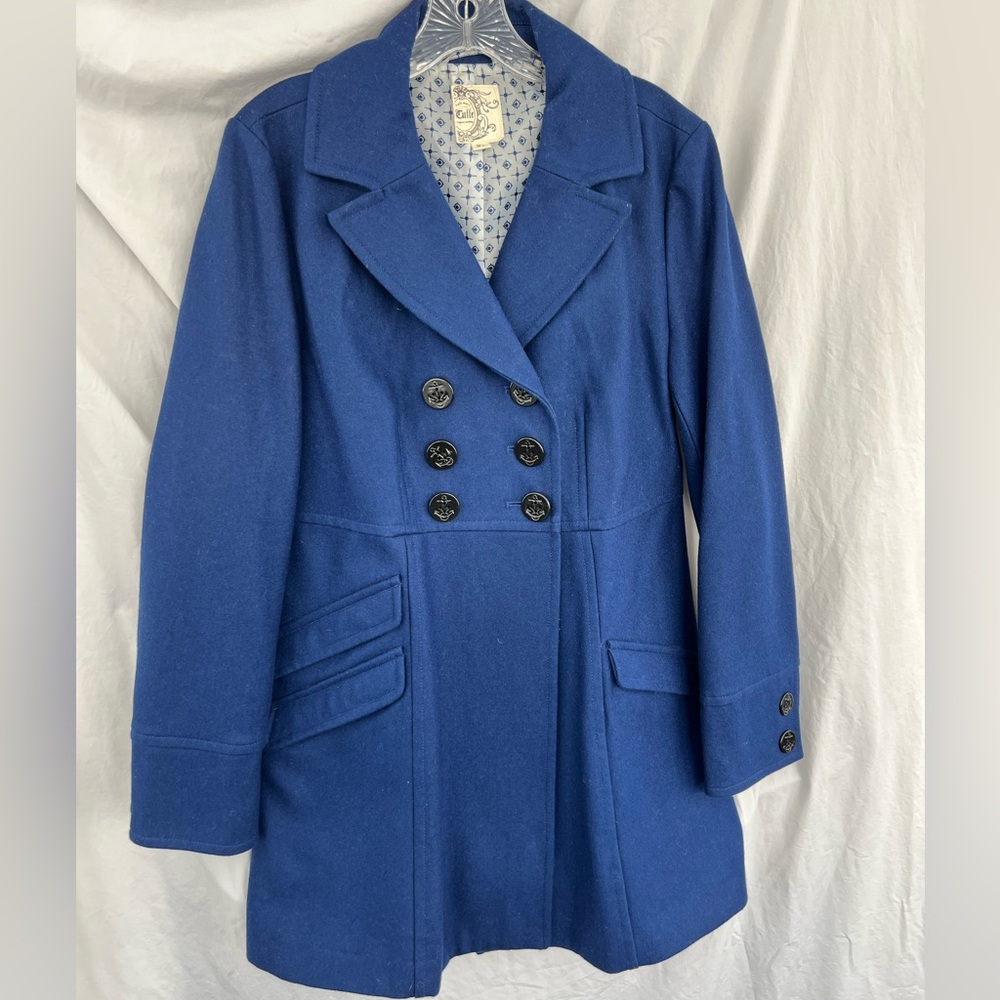 Blue Tulle Wool Peacoat, XL